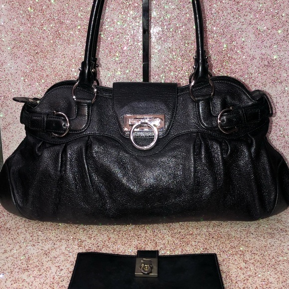 Salvatore Ferragamo Handbags - Ferragamo Hand Bag  Black Leather with free wallet